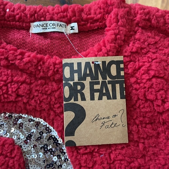 Chance or Fate cute Gnome fluffy Holiday long sleeve sweater . Size med - Picture 2 of 3